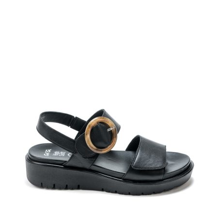 Alternative view of Ženske kožne sandale Ara-12-33505.01G crne ravne