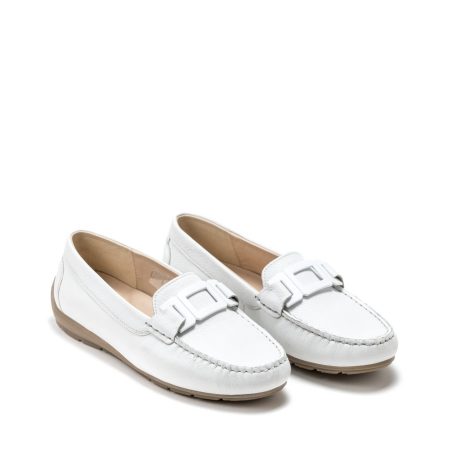 Ženske kožne mokasine Ara-12-19214.04G bele ravne
