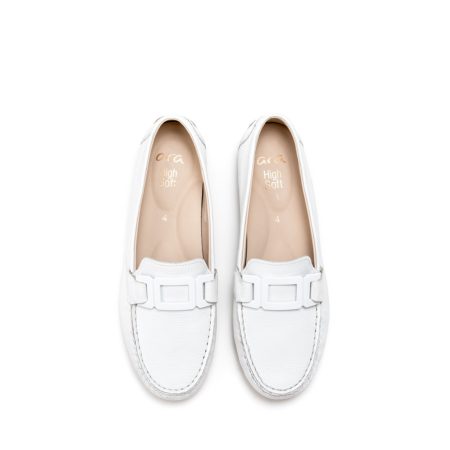 Ženske kožne mokasine Ara-12-19214.04G bele ravne 5 15260 ara 12 19214 04g weiss 3