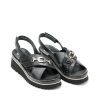 Ženske kožne sandale Ara-12-50504.01G crne na platformu