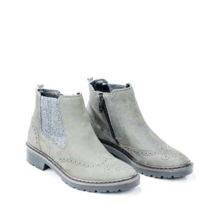 Ženske kožne plitke čizme Ara-12-16504.65G sive ravne