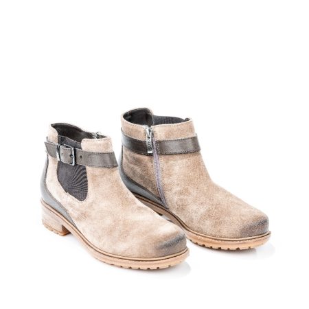 Ženske kožne plitke čizme Ara-12-48816.60G krem ravne