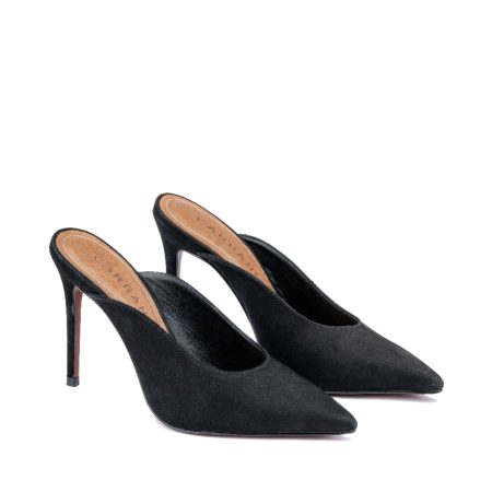 Ženske kožne papuče Carrano-130389 crne na štiklu