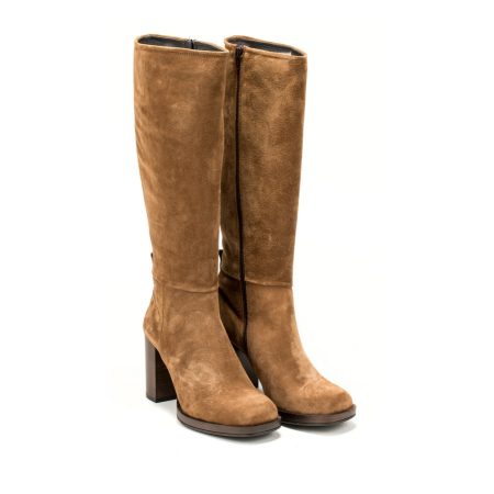 Ženske kožne duboke čizme Debutto-SOLANA6 braon na štiklu