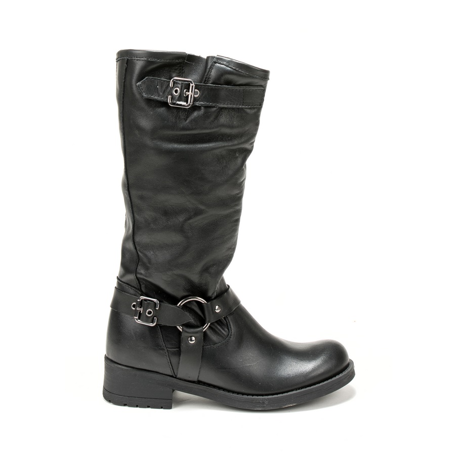 Ženske duboke čizme Art.-1432 crne na štiklu 2 Elegantne ženske kožne čizme u crnoj boji za jesen/zimu - Creator.rs