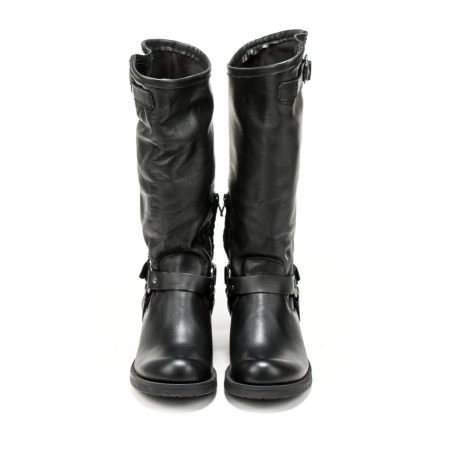 Ženske duboke čizme Art.-1432 crne na štiklu 5 Elegantne ženske kožne čizme u crnoj boji za jesen/zimu - Creator.rs