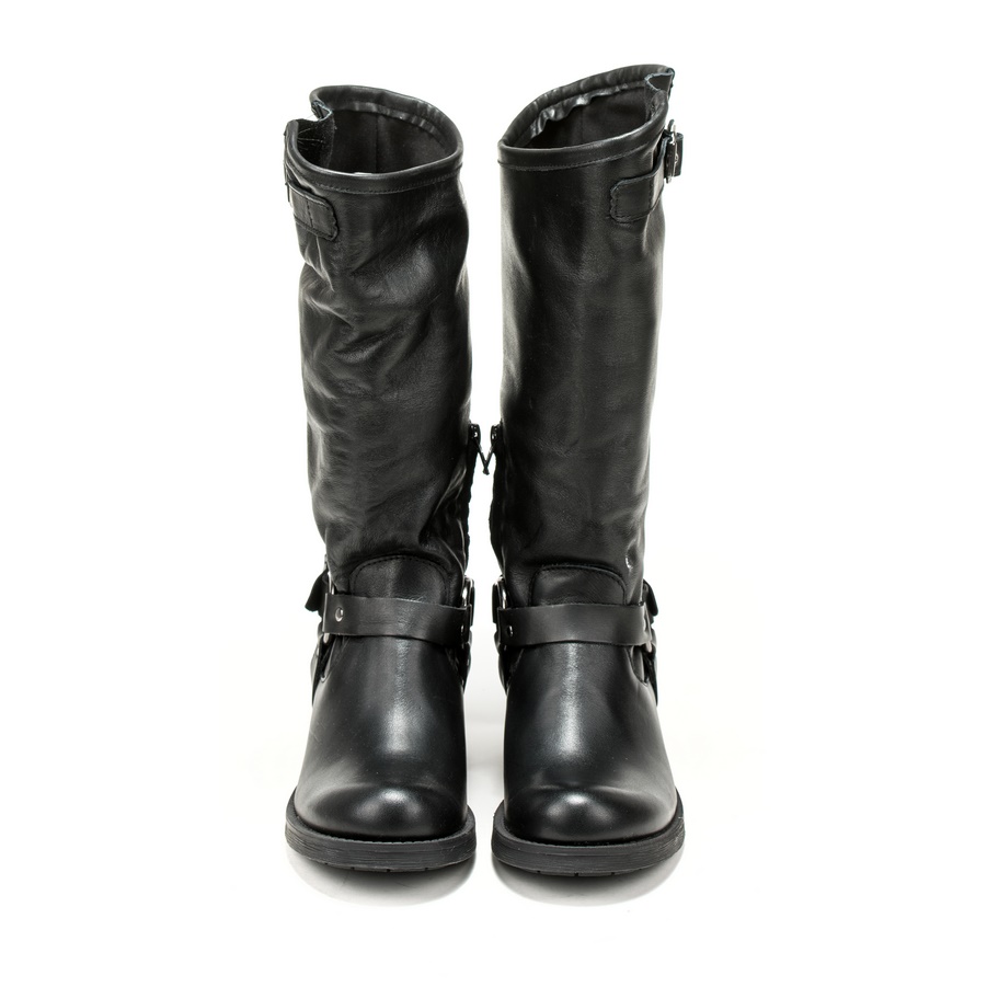 Ženske duboke čizme Art.-1432 crne na štiklu 3 Elegantne ženske kožne čizme u crnoj boji za jesen/zimu - Creator.rs