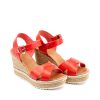 Ženske kožne sandale Kataleya-S211.PL19 crvene na platformu