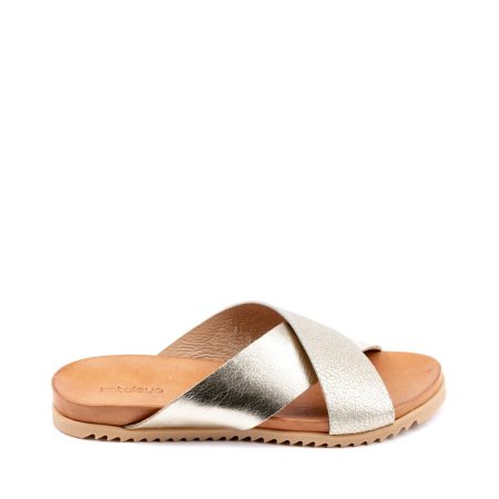 Alternative view of Ženske kožne papuče Kataleya-T300 zlatne ravne