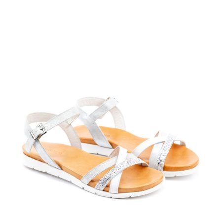 Ženske kožne sandale Kataleya-F903.PL19 bele ravne