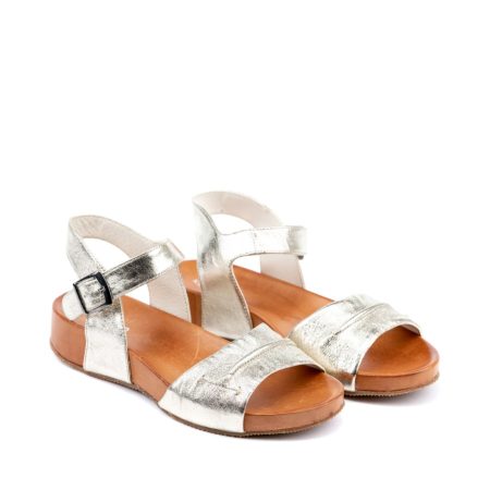 Ženske kožne sandale Kataleya-I1279 zlatne ravne