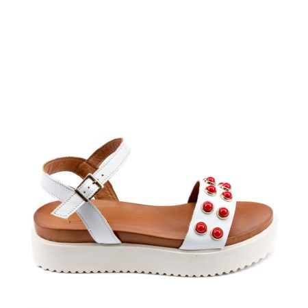 Alternative view of Ženske kožne sandale KATALEYA-IN1000 bele ravne