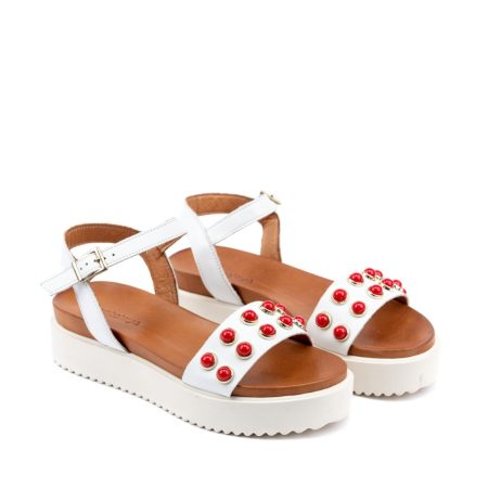 Ženske kožne sandale KATALEYA-IN1000 bele ravne