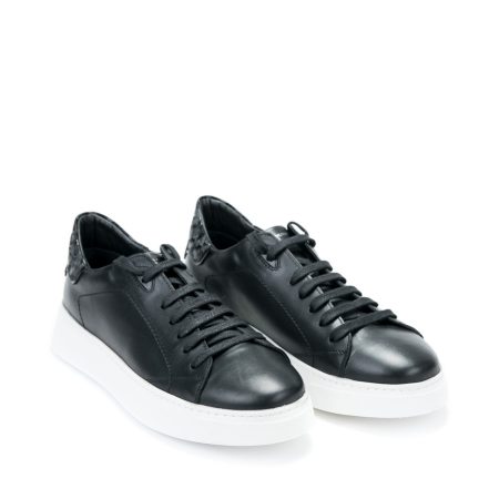 Muške kožne plitke cipele Komcero-0992-7445 crne ravne