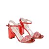Ženske kožne sandale Lestrosa-6441 crvene na štiklu