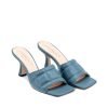 Ženske kožne papuče Lestrosa-4406 plave na štiklu