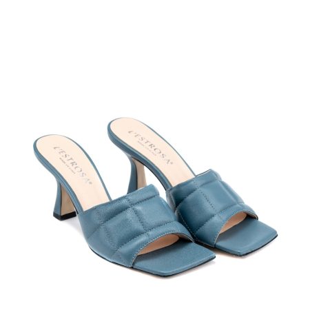 Ženske kožne papuče Lestrosa-4406 plave na štiklu