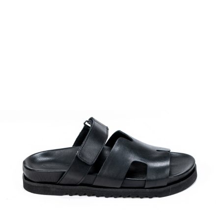 Alternative view of Ženske kožne papuče Mabu-21-003 crne ravne