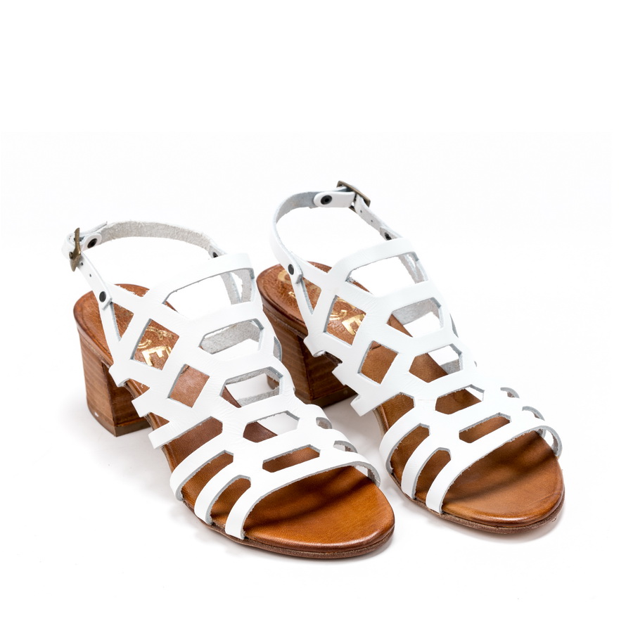 Ženske kožne sandale Once-E209-OLO bele na štiklu 1 Ženske kožne sandale Once-E209-OLO bele na štiklu