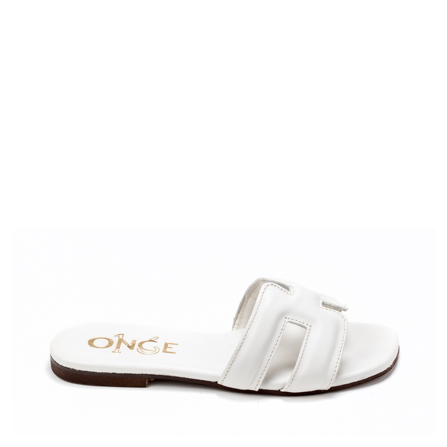 Ženske kožne papuče Once-H1000 bele ravne 2 Ženske kožne papuče Once-H1000 bele ravne - Slika 2