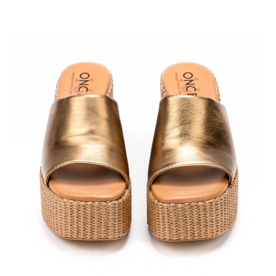 Ženske kožne papuče Once-80502 zlatne na štiklu 3 Ženske kožne papuče Once-80502 zlatne na štiklu - Slika 3