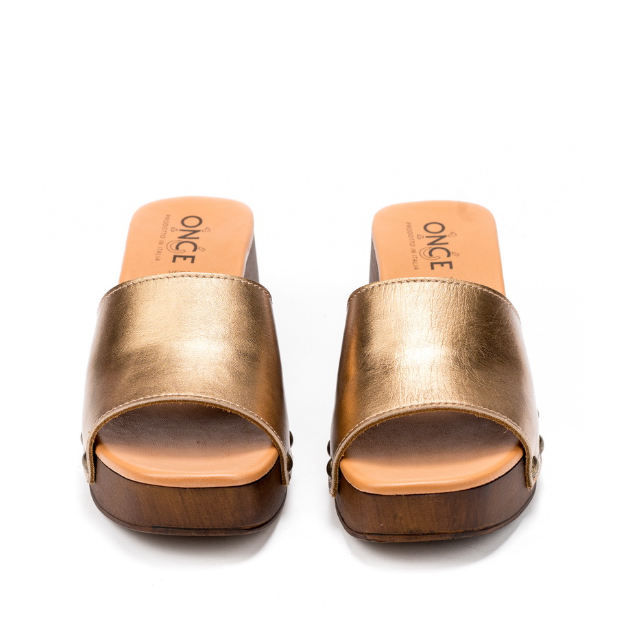 Ženske kožne papuče Once-24618 zlatne na štiklu 3 Ženske kožne papuče Once-24618 zlatne na štiklu - Slika 3