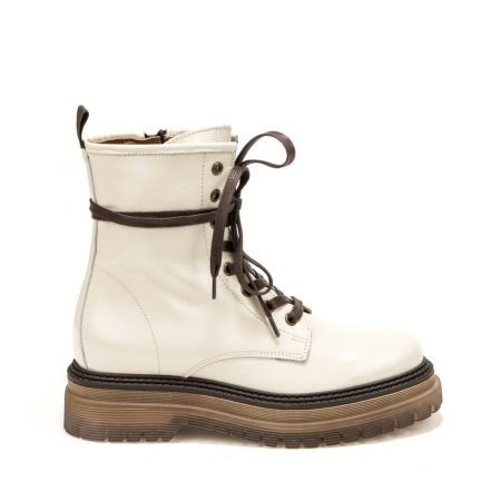 Alternative view of Ženske kožne plitke čizme Once-2006.1 bele ravne