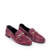 Ženske kožne mokasine Once-517/31 bordo ravne