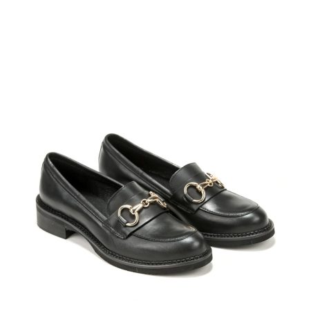 Ženske kožne plitke cipele Riccianera-375 crne ravne