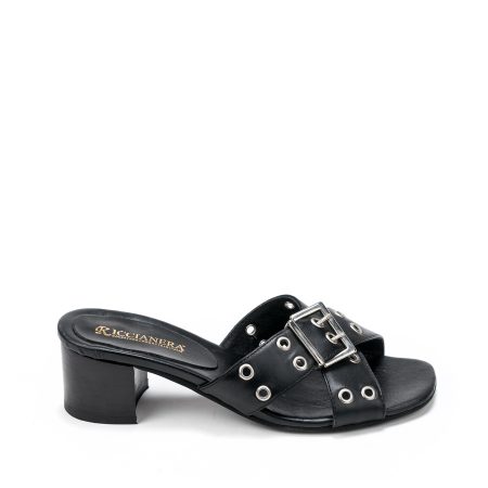 Alternative view of Ženske kožne papuče Riccianera-031 crne na štiklu