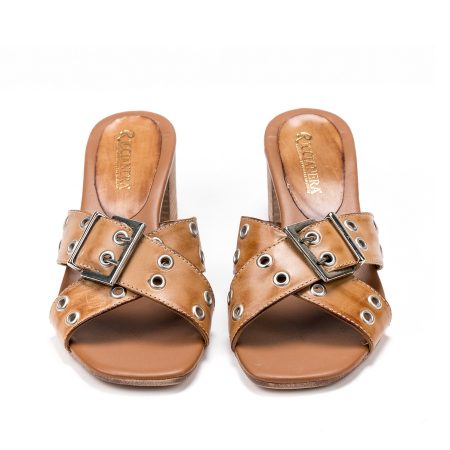 Ženske kožne papuče Riccianera-031 braon na štiklu 5 15644 riccianera 031 cuoio 3