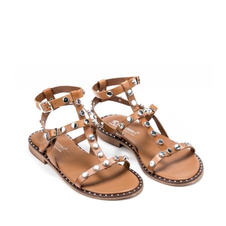 Ženske sandale Riccianera-043 tamno bež ravne