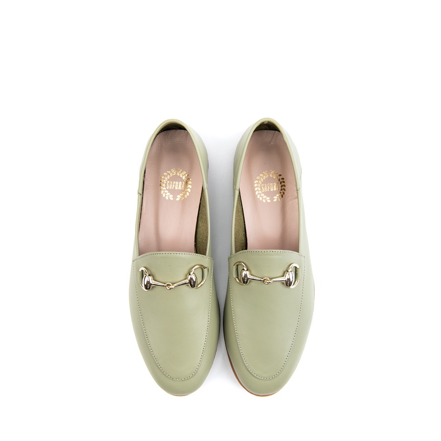 Ženske kožne plitke cipele Safura-491 zelene ravne 3 Creator obuća | Ženska kožna obuća | Ženske kožne tašne | Ženske kožne torbe | Muška kožna obuća | Sezona proleće leto 2022 | Proleće leto 2022 | Creator |
