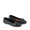 Ženske kožne baletanke Safura-MNG244 crne ravne