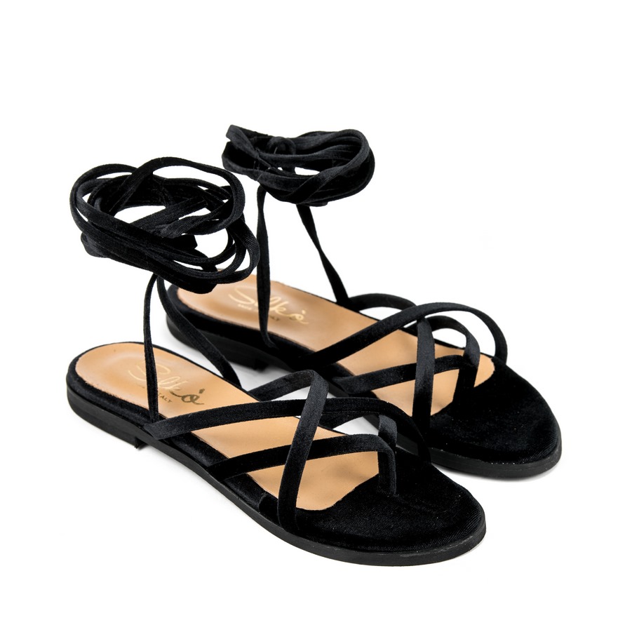 Ženske sandale Silko-SC04/GL crne ravne 6 13975 silko sc04 gl veluto nero 1