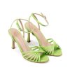 Ženske kožne sandale Silko-VENERE14 zelene na štiklu