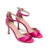 Ženske kožne sandale Silko-VENERE5/FT roze na štiklu