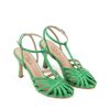 Ženske kožne sandale Silko-VENERE5/FT zelene na štiklu