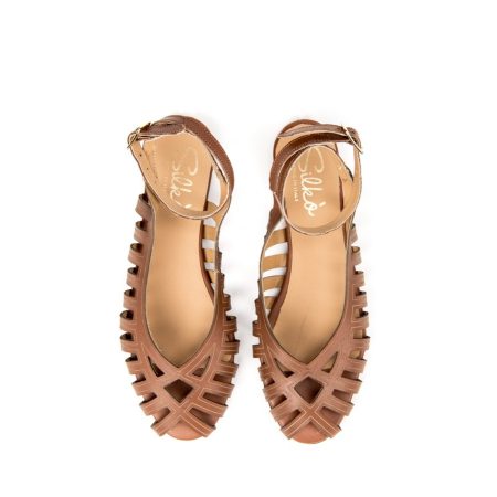 Ženske kožne sandale Silko-LUNA3 braon ravne 5 14040 silko luna3 cuoio 3