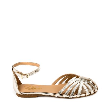 Alternative view of Ženske kožne sandale Silko-LUNA2 zlatne ravne