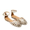 Ženske kožne sandale Silko-LUNA2 zlatne ravne
