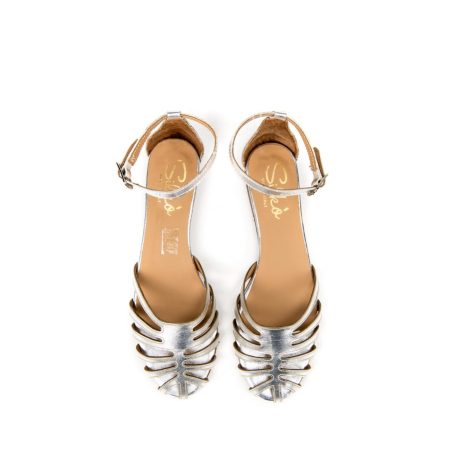 Ženske kožne sandale Silko-LUNA4 svetlo sive ravne 5 14045 silko luna4 argento 3