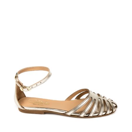 Alternative view of Ženske kožne sandale Silko-LUNA4 zlatne ravne