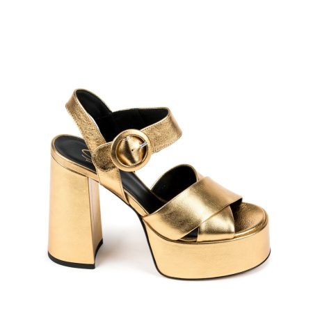 Alternative view of Ženske kožne sandale Silko-TERY1 zlatne na štiklu