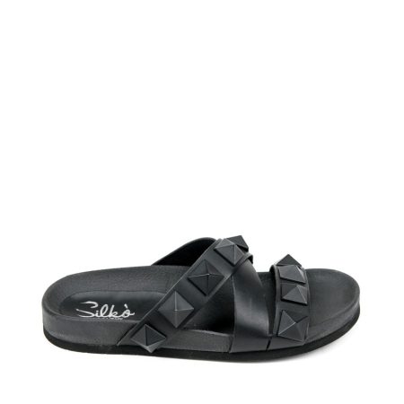 Alternative view of Ženske kožne papuče Silko-FB102 crne ravne