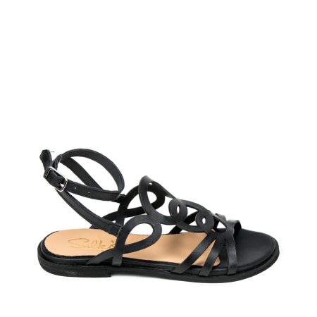 Alternative view of Ženske kožne sandale Silko-PM36/GL crne ravne