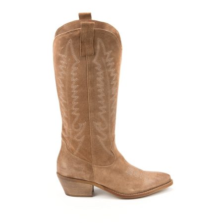 Alternative view of Ženske kožne duboke čizme Silko-PT04 svetlo braon na štiklu