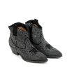 Ženske kožne plitke čizme Silko-PT100 crne na štiklu