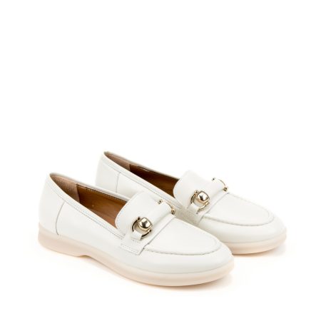 Ženske kožne plitke cipele Silko-MIKA01 bele ravne