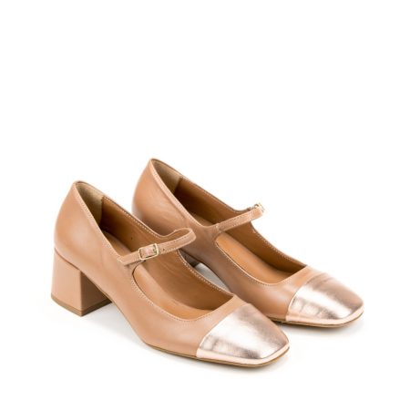 Ženske kožne plitke cipele Silko-MARY52 braon na štiklu